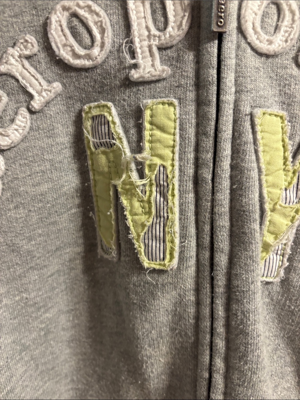 Aeropostale Gray NY Zip Hoodie with White Drawstrings - Picture 4 of 10